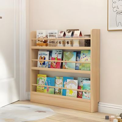 YKLYTBD Behind The Door Bookshelf, Wooden Behind Door Bookshelf 3-Tier, Space-Saving Kids Bookcase Book Shelf Organizer Storage for Toys and Books