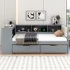 VilroCaz Modern Twin Size Daybed with L-Shaped Bookcases and Desk, Solid Wood Daybed Sofa Bed Frame with 2 Drawers and Upholstered Headboard for Office Living Room Bedroom, Maximize Space (Twin) view 3