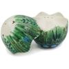 Polmedia Polish Pottery Salt and Pepper Set UNIKAT - Green Prairie Pattern Handmade in Boleslawiec Poland by Ceramika Artystyczna + Certificate of Authenticity view 2