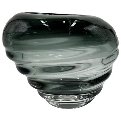 Bergamo Art 7" High Premium Contemporary Glass Vase in Grayish Blue