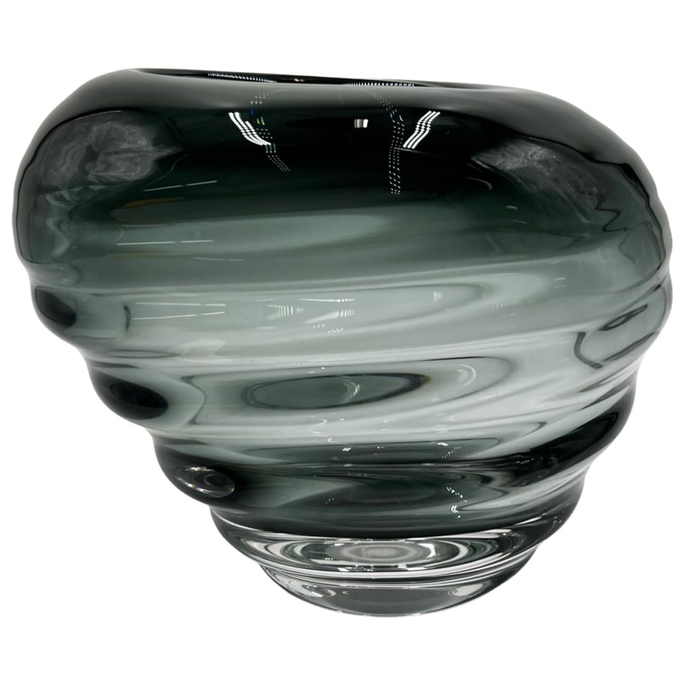 Bergamo Art 7" High Premium Contemporary Glass Vase in Grayish Blue