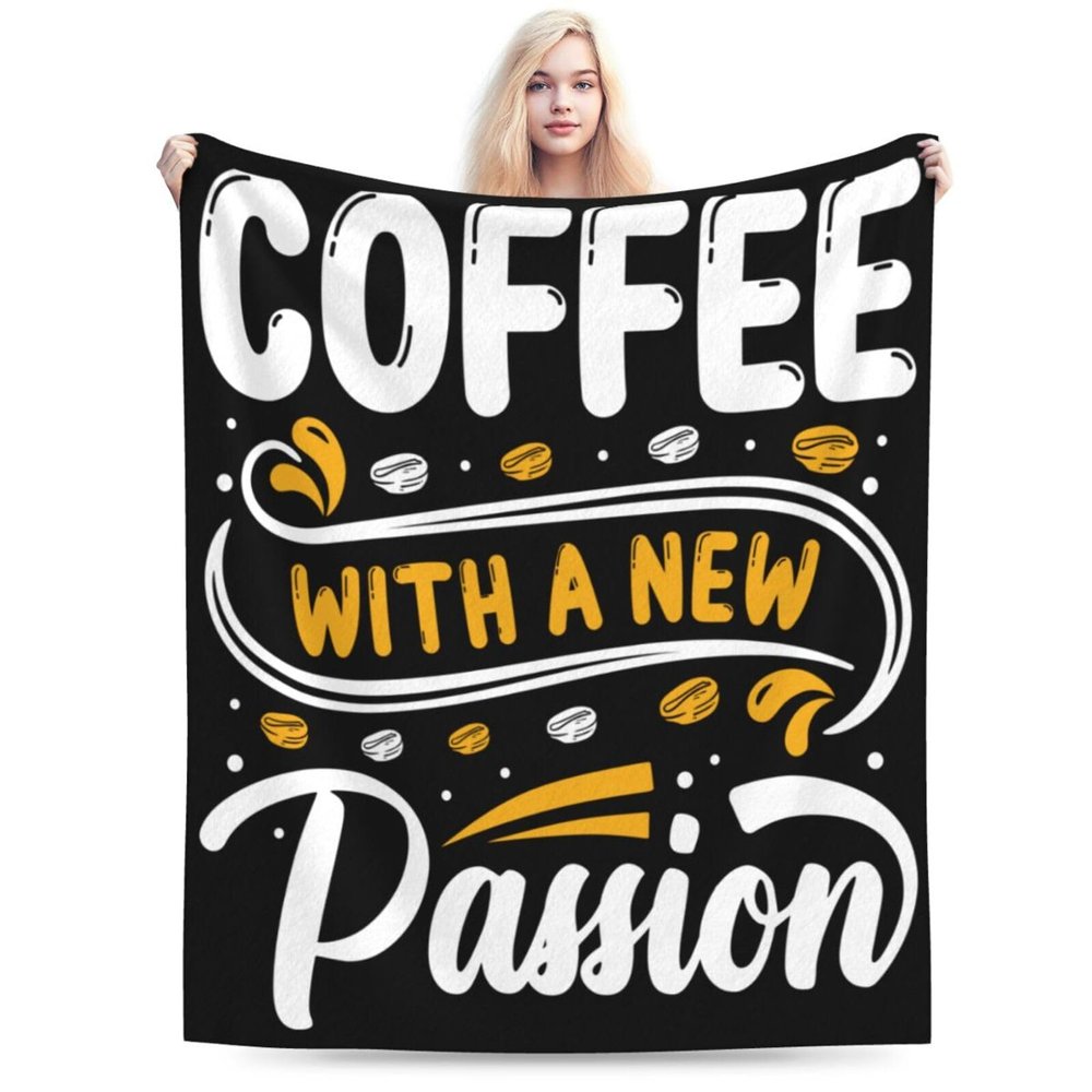 Coffee with A New Passion Throw Blanket for Couch Bed Sofa Blankets Warm Soft Cozy Flannel Blanket 50"x40"