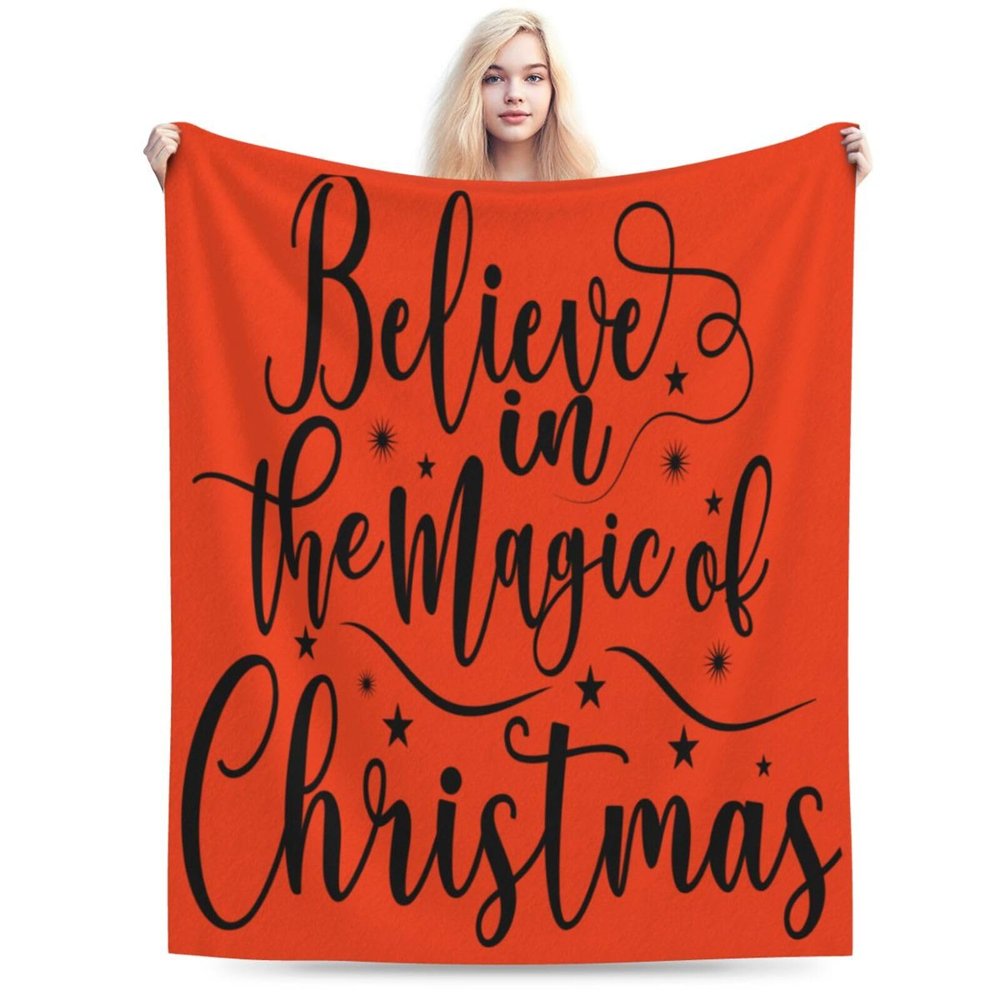 Believe in The Magic of Christmas.Funny Christmas Throw Blanket for Couch Bed Sofa Blankets Warm Soft Cozy Flannel Blanket 60"x50"