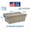 Hudson Exchange 19.6 x 11.6 x 7.3 (3.7 Gallon, 5 Pack) Storage Tote Distribution Container with Hinged Attached Lid, Gray/Brown view 2