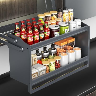 AngelParticle Smart Pull Down Cabinet Organizer- Electric Spice Rack Lifting System, Touch Switch Pull Down Shelf for Upper Cabinets,in Cabinet Kitchen and Pantry Organization,22.2" W x 20" H, TST