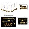 2025 Graduation Decorations, Black Class of 2025 Banner Hanging Swirl, Balloons and Honeycomb for Congrats Grad Party Decorations view 3