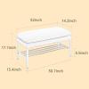 Gustonhon 32-Inch Upholstered End of Bed Bench with Shelf, Linen Storage Shoe Bench with Metal Legs for Bedroom, Living Room, Entryway, and Dining Room (Gray) view 2