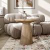 Furniture of America Crambel Modern Solid Wood 20-inch Round End Table with Cone-Shaped Pedestal Base, Living Room Furniture for Small Space, Home Office, Oak view 3