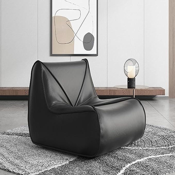 Bean Bag Chair for Adults, Modern Linen Fabric Fireside Chair, Premium Microfiber Caterpillar Sofa Couch, Corner Togo Lazy Chairs Sofa for Living Room/Bedroom/Salon/Office(Black,A)