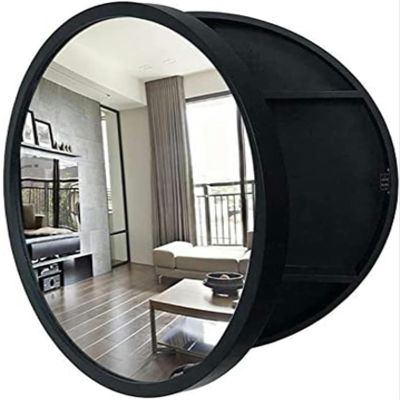 AMNOOL Round Mirror Cabinets for Bathroom, Wall Mounted Storage Cabinet, Kitchen Cabinet, Bathroom, Mirror Cabinet with Sliding Door, Mirror, Gift, Black, 27.6 Inch