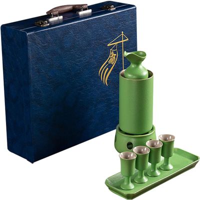 TLTDSMY Japanese Sake Cup Set Sake 8-Piece Set with Sake Warm Cup, Sake Pot, Sake Cup,Warm Stoves and Trays for Home,White