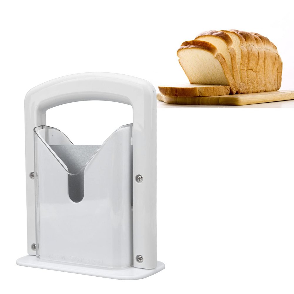 Bagel Slicer, Bread Slicer Sandwich Bread Slicer Manual Bagel Slicing Machine with Easy Grip Handle for Bagel Bread Slicing White