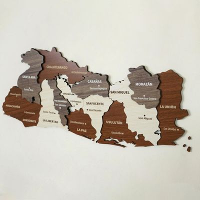 Colorfull Worlds El Salvador 3D Wooden Country Map Multilayered Wall Decor for Home, Office & Living Room Traveler Wall Dcor (35.4"x19.3" | 90x49 cm)