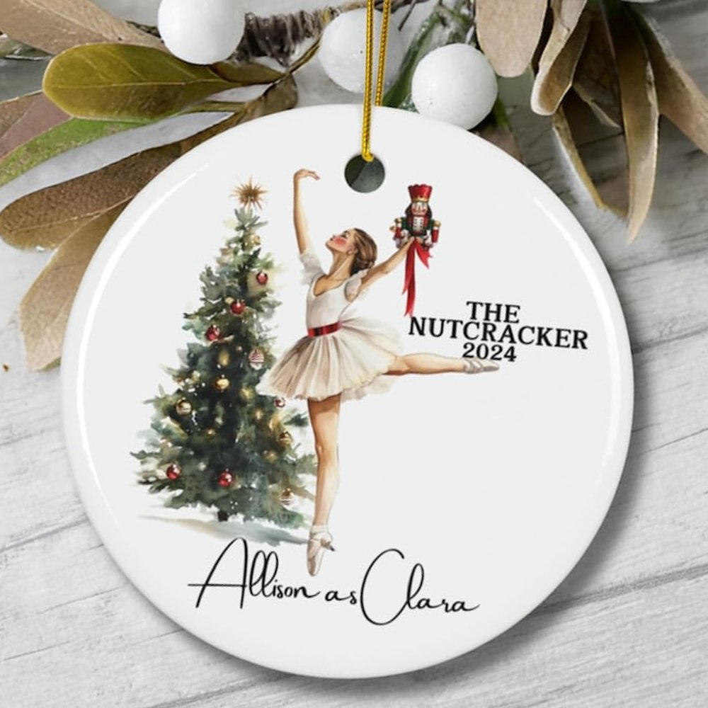 Personalized Nutcracker Christmas Ornament With Name - Ballet Theme, Printed on Both Sides (Nutcracker 9)