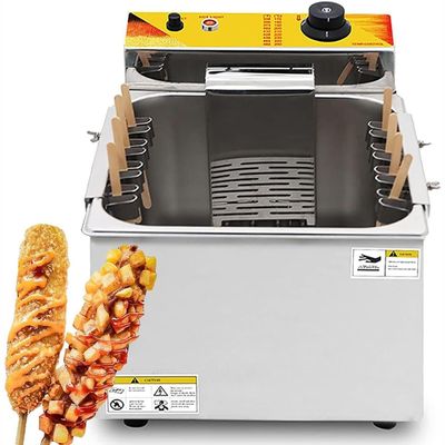 UMJIGF 1900W Commercial Cheese Hot Dogs Sticks Frying Machine, 12L Automatic Corn Dog Deep Fryer, Kitchen Electric Fryer for Chips, French Fries, Donuts and More,