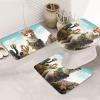 Bathroom Rugs Sets 3 Piece Super Absorbent Bathroom Mats Set Mexican Llama Cactus Bath Rug, Contour Mat and Toilet Lid Cover, Washable Non-Slip Bath Mats Carpet for Bathroom Shower Mat view 1