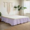 Wrap Around Bed Skirts for California King Beds, Country Style Purple and White Gingham Buffalo Check Ruffle Bed Skirt with Adjustable Elastic Belts Easy Fit 16 Inch Drop view 2