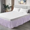 Wrap Around Bed Skirts for California King Beds, Country Style Purple and White Gingham Buffalo Check Ruffle Bed Skirt with Adjustable Elastic Belts Easy Fit 16 Inch Drop view 4