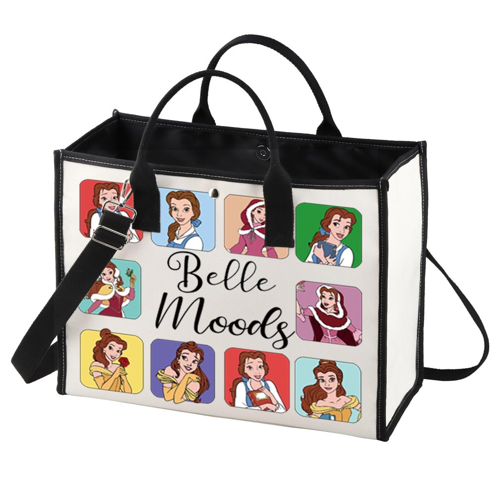 BWWKTOP Princess Belle Tote Bag Belle Fans Gift Princess Belle Moods Shopping Grocery Bag For Movie Fans (Belle Moods bg)