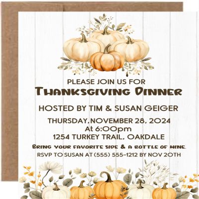 Friendsgiving Dinner Invitations, Thanksgiving Dinner Invitations (Farm House)
