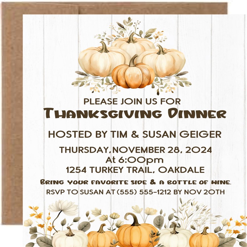 Friendsgiving Dinner Invitations, Thanksgiving Dinner Invitations (Farm House)