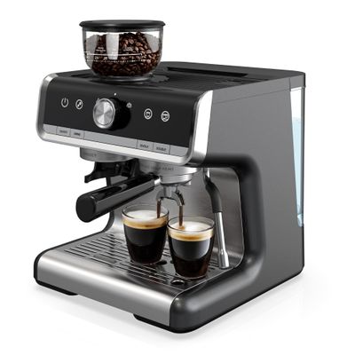 Takywep Espresso Machine, 20 Bar Semi-Automatic Espresso Coffee Maker With Grinder, Milk Frother Steamer Wand for Cappuccino, Latte, Macchiato, 95-Ounce Water Tank, PID Temperature Control,Dark Gray