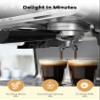 Takywep Espresso Machine, 20 Bar Semi-Automatic Espresso Coffee Maker With Grinder, Milk Frother Steamer Wand for Cappuccino, Latte, Macchiato, 95-Ounce Water Tank, PID Temperature Control,Dark Gray view 3