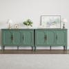 RoyalCraft 2 Piece Storage Cabinet with 3 Doors, Sideboard Cabinet with Adjustable Shelves, Wood Buffet Cabinet with Turned Legs, for Entryway, Living Room, Dining Room, Green view 1