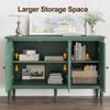 RoyalCraft 2 Piece Storage Cabinet with 3 Doors, Sideboard Cabinet with Adjustable Shelves, Wood Buffet Cabinet with Turned Legs, for Entryway, Living Room, Dining Room, Green view 3