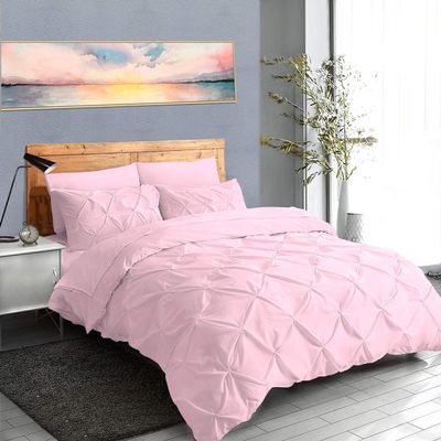 1000 TC Luxuries Decorative 1 Piece Pinch Duvet Cover Oversized King Plus Size (120"x 128") Inch, with Zipper Closer & Corner Ties 100% Egyptian Cotton Soft & Durable, Baby Pink Solid