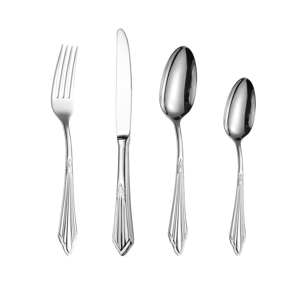 48 PCS Silverware Set for 12,18/8 (304) Stainless Steel Cutlery Set,Food-Grade Mirror Polished Tableware Eating Utensils Set for Home Kitchen,Include Fork Knife Spoon Set,Dishwasher Safe(Silver)