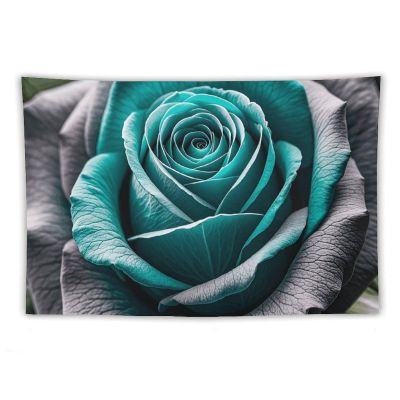 HJKBCV Tapestry for Living Room Wall Tapestry Teal Gray Rose Flower Wall Hanging Aesthetic Tapestrys for Bedroom Home Decor Tapestries for Background Dorm Room