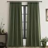 102 Inch Length Curtain 2 Panels Dark Olive Green Linen Curtains for Bedroom, Hook Belt Pleated Modern Ceiling Track Light Filtering Privacy Sheer Drapes with Tiebacks for Large Window Loden W52xL102 view 1
