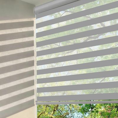 Changshade Cordless Zebra Blinds for Windows, Modern Dual Layer Zebra Blinds with Light Filtering & Privacy Control,Easy Install Zebra Blinds for Indoor Windows,58" W72" H,Grey