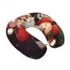 Dwrepo Merry Christmas Neck Pillows for Sleeping Memory Foam Travel Pillow for Airplanes Travel Neck Flight Pillow U Shaped Portable Headrest for Car, Home, Office, Washable Cover view 2