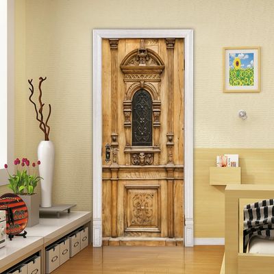 VIRANDA 3D Door Decal Peel and Stick Door Stickers Removable Door Murals Self-Adhesive DIY Wallpaper PVC Waterproof Retro Wooden Door Poster for Bedroom Living Room Door Decor 35.4 x 78.7 inch