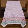 110x110 Inches Square Hand Block Printed Cotton Tablecloth, Pink Blue Floral Table Cloths Washable, Indian Table Linen for Valentine Thanksgiving Gifts Home Decor Dinning Outdoor view 2