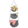 3 Tier Hanging Fruit Basket for Kitchen Handwoven Cotton Rope Macrame Fruit Storage Organiser Bag Wall Vegetable Holder for Fruit Veggie Plant Decor (B) view 1