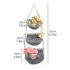 3 Tier Hanging Fruit Basket for Kitchen Handwoven Cotton Rope Macrame Fruit Storage Organiser Bag Wall Vegetable Holder for Fruit Veggie Plant Decor (B) view 2