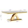 47" White Faux Marble Coffee Table, Modern Gold Coffee Table for Living Room,Luxury Cocktail Table with X-Shape Geometric Stainless Steel Frame,Rectangular Center Table Tea Table for Living Room view 2