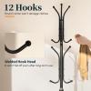 Yoobure Metal Coat Rack Freestanding with Marble Base, Coat Tree with 12 Hooks & Umbrella Holder, Coat Hanger Stand for Corner Entryway Bedroom Office, Heavy Duty Coat Rack Stand for Clothes Hats Bags view 4