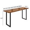Hwijk Industrial Bar Table, Solid Wood Counter Height Dining Table, Long Rectangular Narrow Bar Table (86.6" with 4 stools, Brown) view 2
