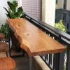 Hwijk Industrial Bar Table, Solid Wood Counter Height Dining Table, Long Rectangular Narrow Bar Table (86.6" with 4 stools, Brown) view 4