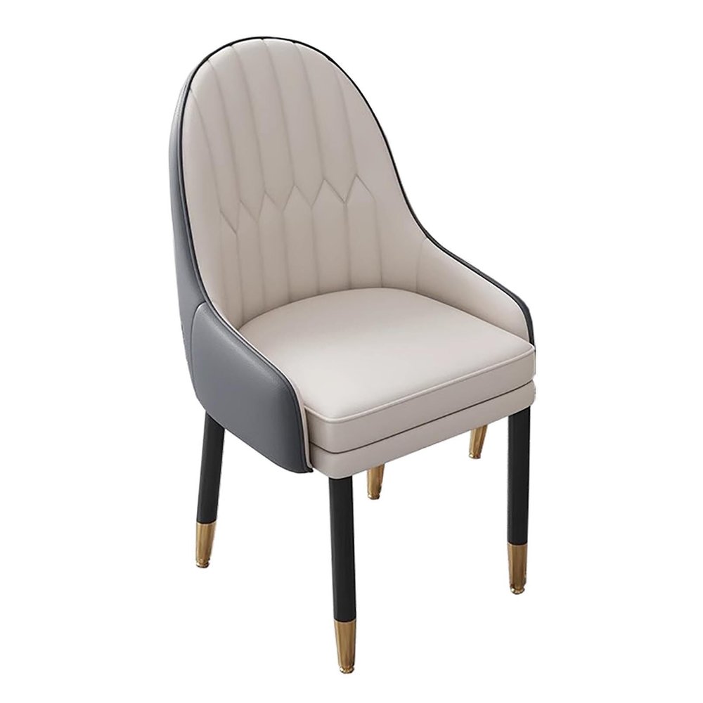 DONGDAWAN Meal Chairs Faux Leather Upholstered Chair with Arms Mid Century Modern Dining Chairs with Wood Frame for Kitchen Restaurant Dining Living Room Chairs Seat Height 46cm