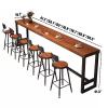 Farmhouse Bar Table Pine Wood Rectangular Bar Height Table Industrial Tall Kitchen Dining Table Long Bar Table Counter Height Table for Coffee Shop Small Space,No Stool view 2