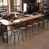 Farmhouse Bar Table Pine Wood Rectangular Bar Height Table Industrial Tall Kitchen Dining Table Long Bar Table Counter Height Table for Coffee Shop Small Space,No Stool view 4