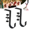 JUDUNA 2 in 1 Garland and Stocking Hanger, 2025 New Fireplace Stocking and Garland Hanger, Garland and Stocking Mantel Holders, Adjustable Stocking Holder for Xmas Hanging Decorations (Black#2Pcs) view 1