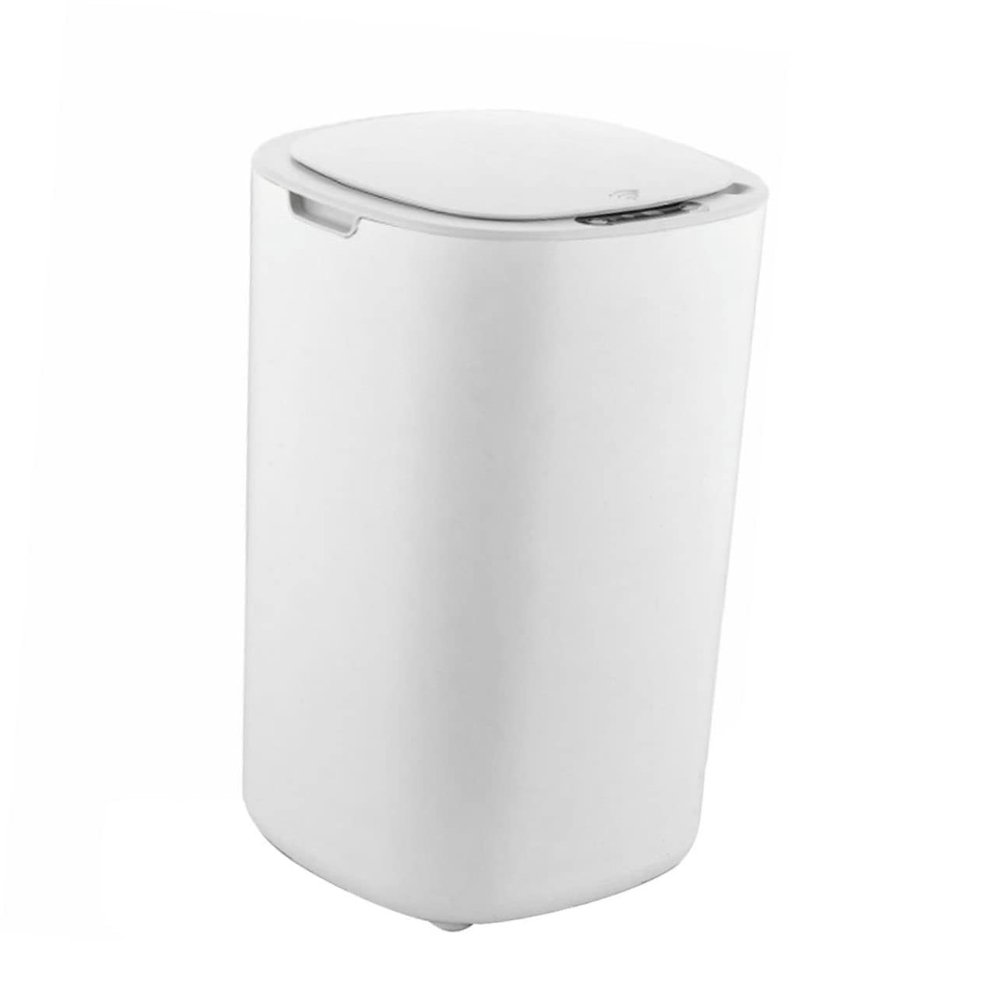 BESTOYARD Automatic Induction Trash Can Lid Smart Motion Sensor Waste Bin for Kitchen Bathroom Touchless Design White 13 Gallon Capacity