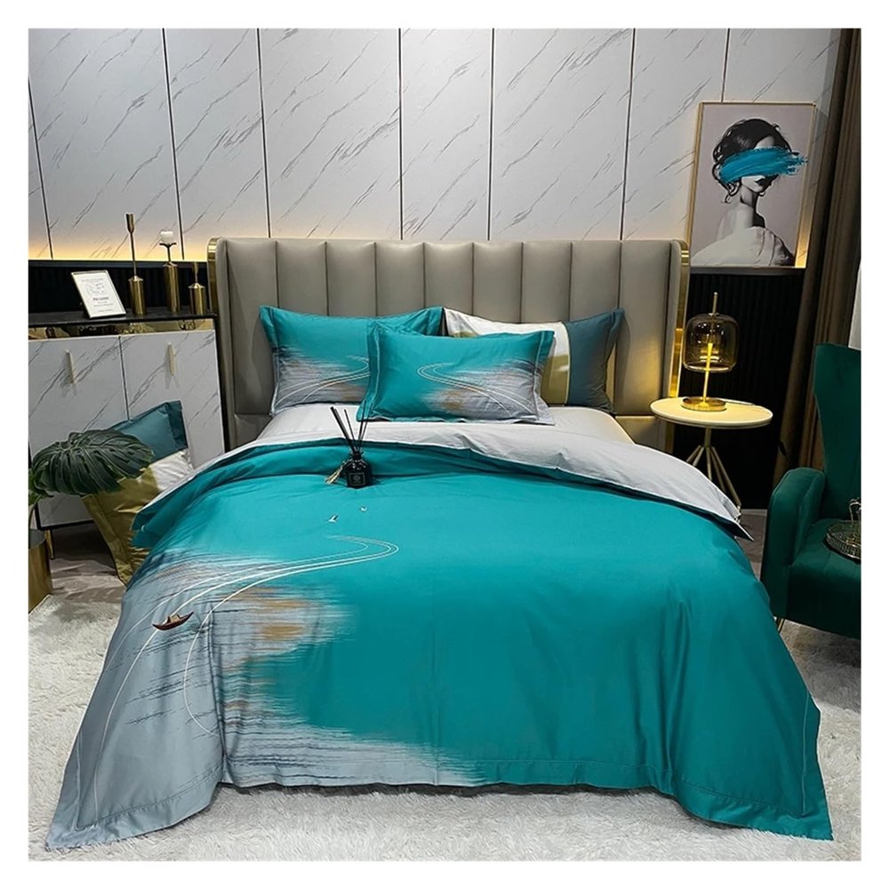 Soft Queen King Size Duvet Cover Set Bed Fitted Sheet Set Pillowcases Bedroom Comforter 1000TC Cotton Luxury Euro Bedding Set,Bed