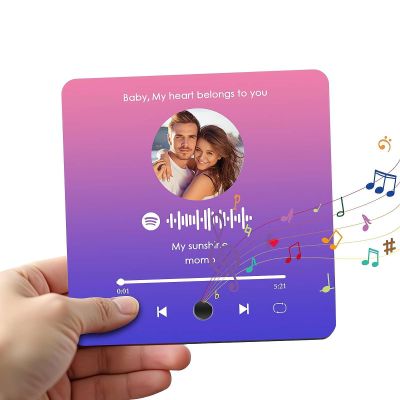 Custom Music Album Fridge Magnet  Personalized Music Player with Photo,Song & Album Cover,Personalized Music Refrigerator Magnet Built-in Music Player,Gifts for Couples Music Lovers